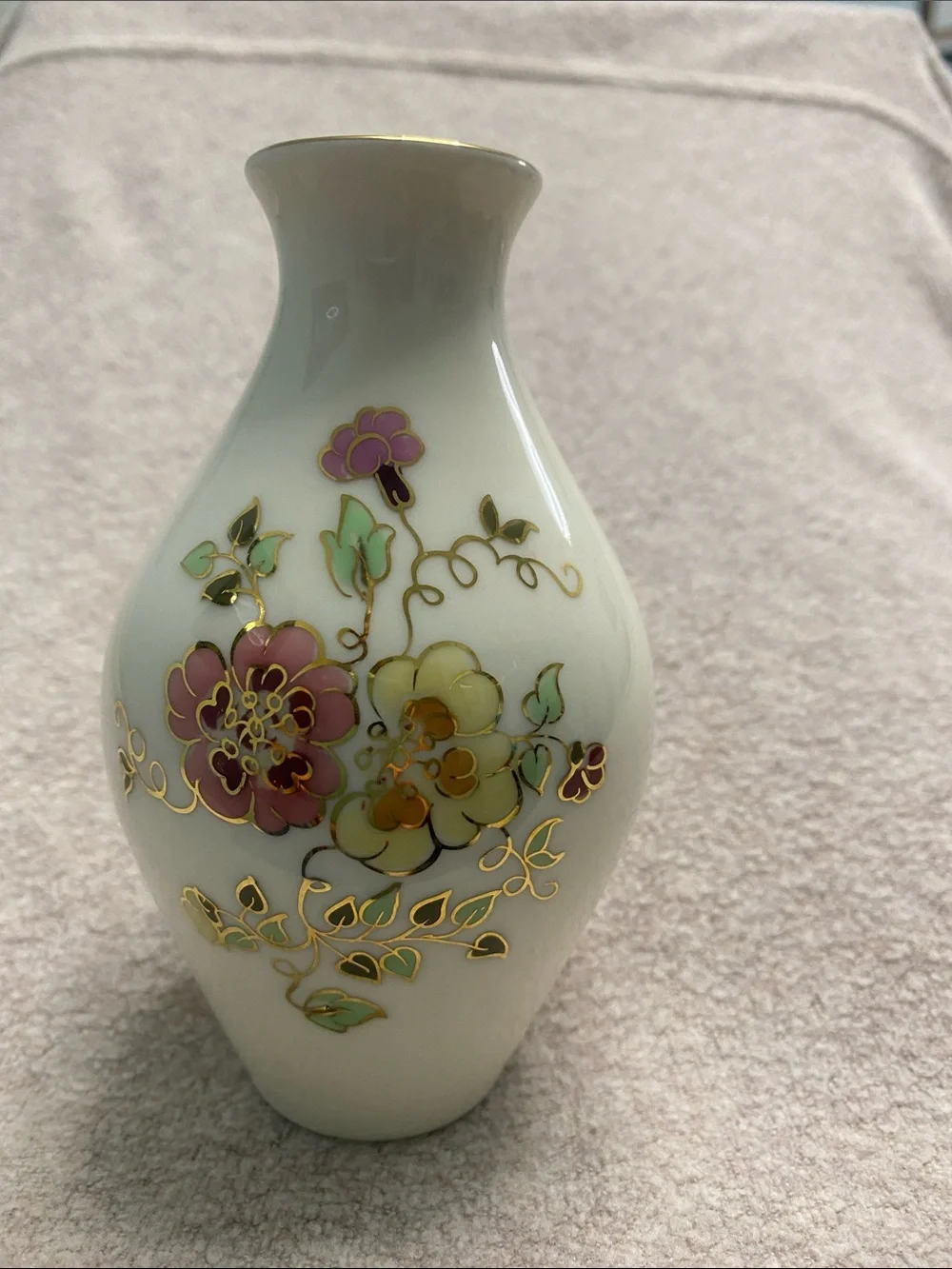 Porcelain Floral Vase with Gold Accents made in Hungary